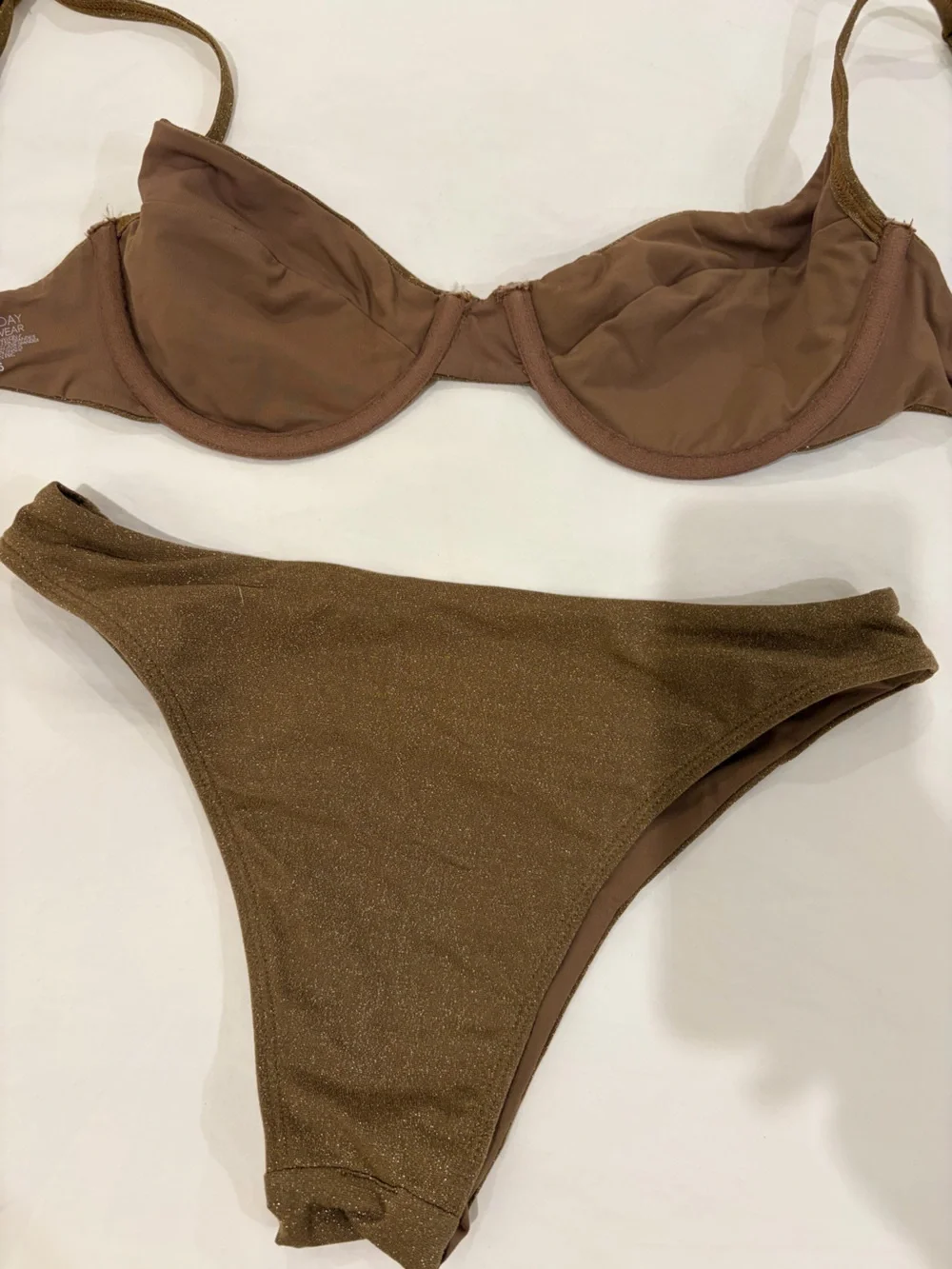 Monday Swimwear Brown Shimmery Underwire Bikini Set